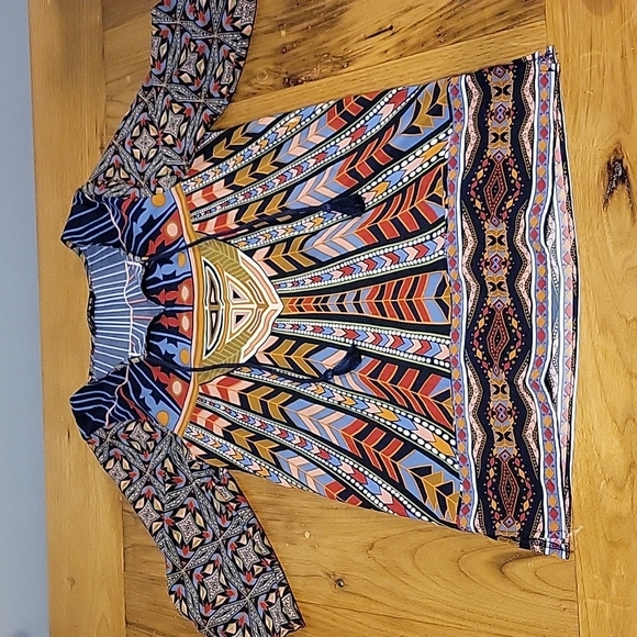 NLW size S multicolor bohemian mini shift dress - Picture 2 of 7